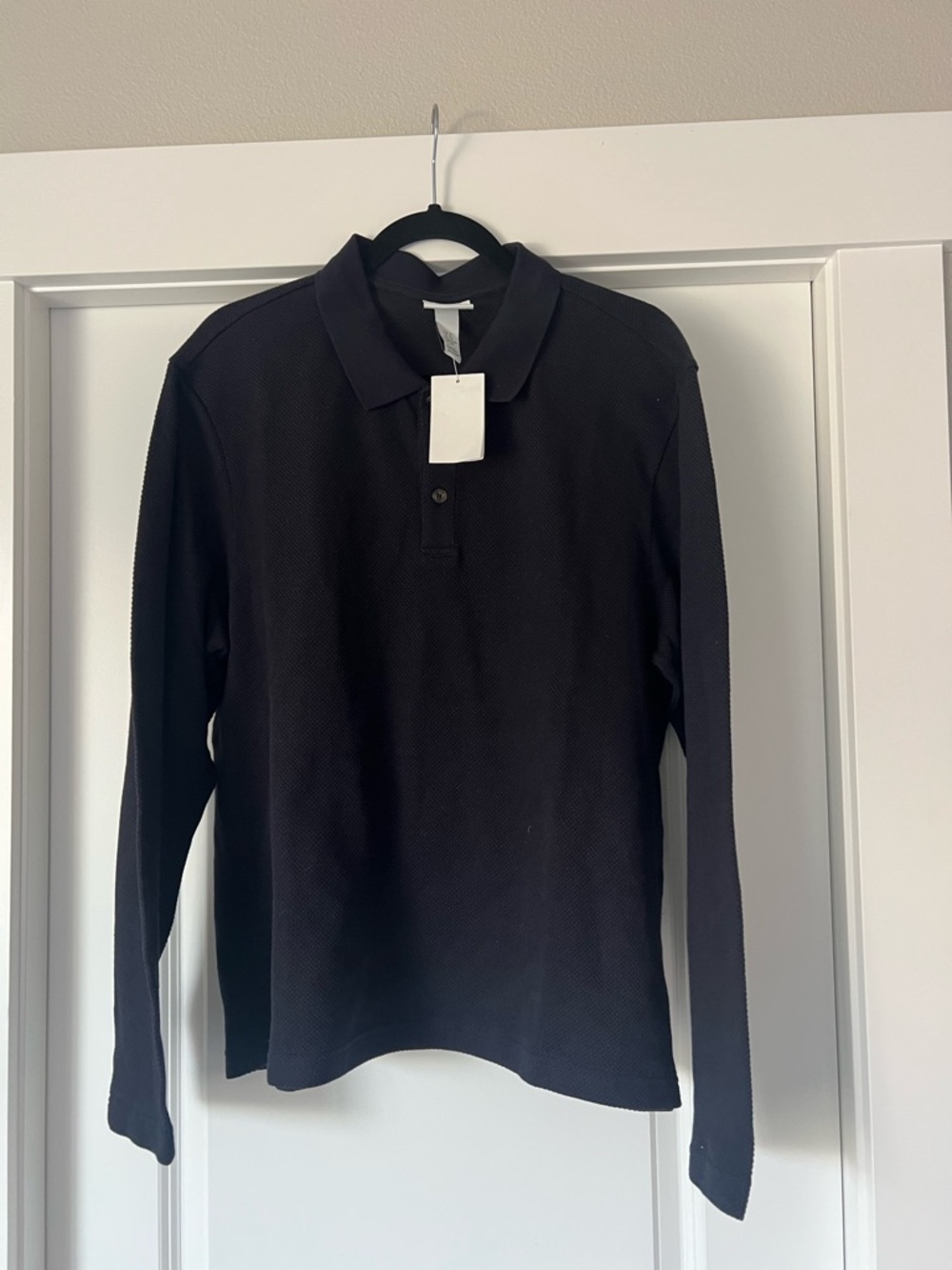 H&M Men’s Long Sleeve Polo Shirt Size XL  navy blue